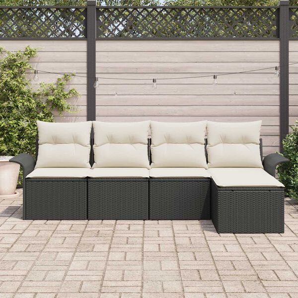 vidaXL Gartensofa-set mit Kissen 5 pcs Schwarz Poly-Rattan