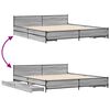 vidaXL Bettgestell mit Schubladen Grau Sonoma 200x200cm Holzwerkstoff