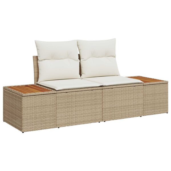 vidaXL Gartensofa-set mit Kissen mit Speicher 5 pcs Beige Poly-Rattan
