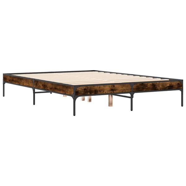 vidaXL Bettgestell R&auml;uchereiche 135x190 cm Holzwerkstoff und Metall