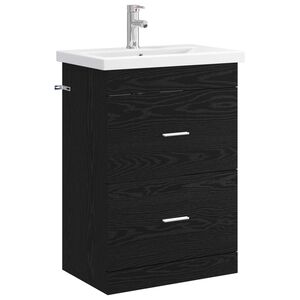 vidaXL Badezimmerm&ouml;bel-Set Schwarze Eiche 61 x 40 x 84,5 cm