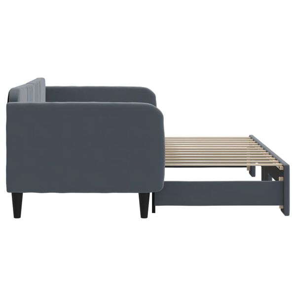 vidaXL Tagesbett Ausziehbar Dunkelgrau 90x200 cm Samt