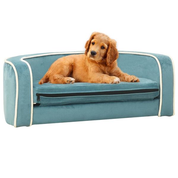 vidaXL Hundesofa Klappbar T&uuml;rkis 73x67x26 cm Pl&uuml;sch Waschbares Kissen