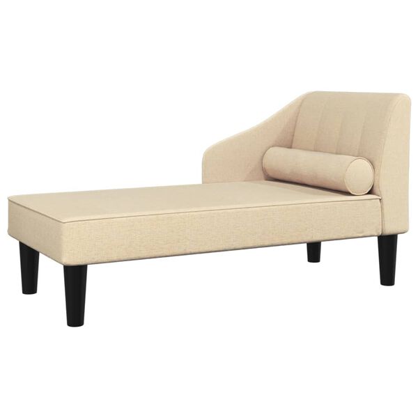 vidaXL Chaiselongue mit Nackenrolle Creme Stoff