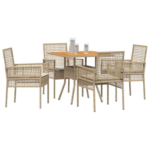 vidaXL Garten Essgruppe 5 pcs Beige Poly-Rattan