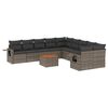 vidaXL 11-tlg. Garten-Sofagarnitur mit Kissen Grau Poly Rattan