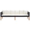 vidaXL 3-Sitzer-Gartensofa mit Auflagen Poly Rattan Schwarz