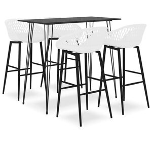 vidaXL 5-tlg. Bar-Set Schwarz und Wei&szlig;