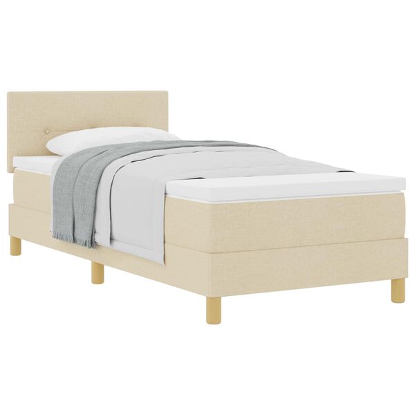 vidaXL Boxspringbett mit Matratze mit Kopfteil Creme 90 x 200 cm Stoff