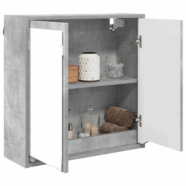 vidaXL Badezimmerspiegelschrank mit Regal Beton Grau 60 x 20 x 60 cm
