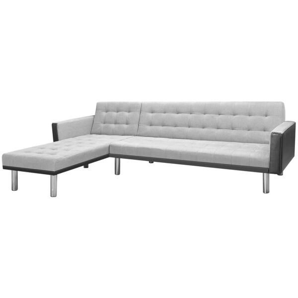 vidaXL Eck-Sofabett Stoff 218x155x69 cm Schwarz und Grau