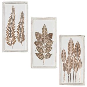vidaXL Kunst Dekoration 3 pcs Braun und Wei&szlig; 40 x 40 x 1,5 cm