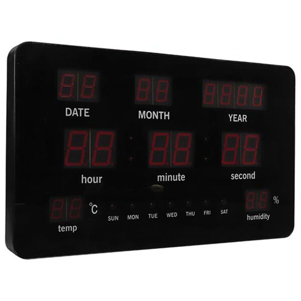 Perel LED-Wanduhr 37,8x25,8 cm Schwarz