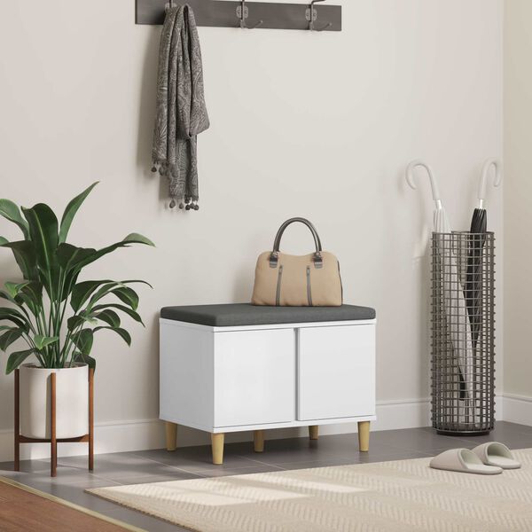 vidaXL Flurbank Wei&szlig; 60 x 38 x 46 cm Holzwerkstoff und Stoff