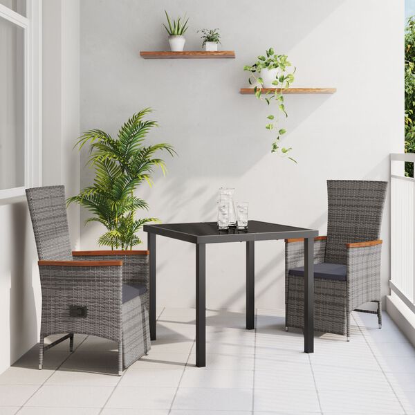 vidaXL Garten Essgruppe mit Kissen 5 pcs Grau Poly Rattan
