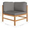 vidaXL Ecksofa mit Dunkelgrauen Kissen Teak Massivholz