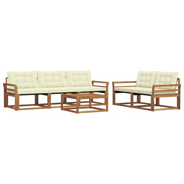 vidaXL Outdoor-Sofagarnitur mit Kissen 6 pcs Natur und Creme