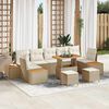 vidaXL Gartensofa-set mit Kissen mit Speicher 10 pcs Beige Poly Rattan