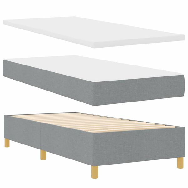 vidaXL Boxspringbett mit Matratze Hellgrau 80 x 200 cm Stoff