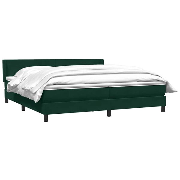 vidaXL Boxspringbett mit Matratze Dunkelgr&uuml;n 200x210 cm Samt