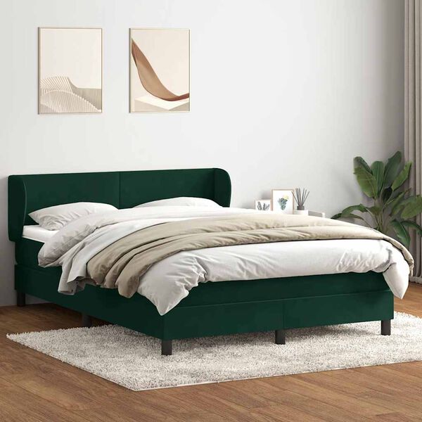 vidaXL Boxspringbett mit Matratze Dunkelgr&uuml;n 160x220 cm Samt