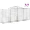 vidaXL Gabionen mit Hochbogen 20 Stk 300x50x120/140cm Verzinktes Eisen