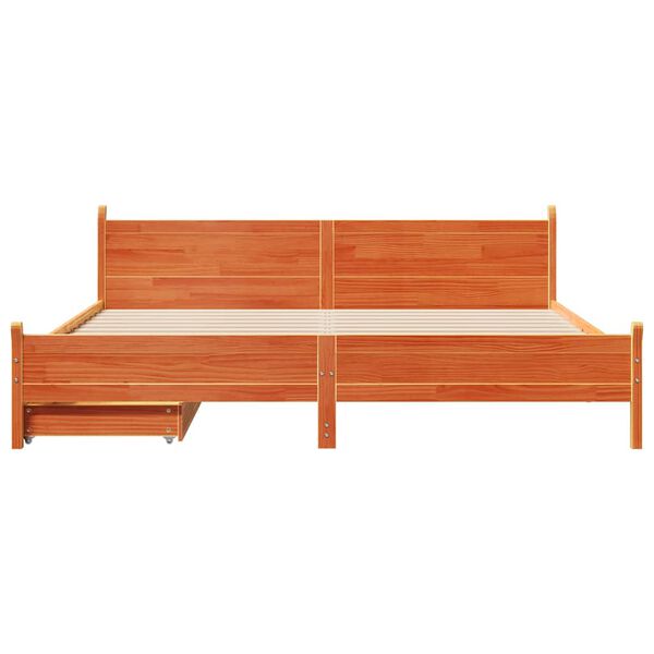 vidaXL Massivholzbett ohne Matratze Wachsbraun 200x200 Kiefernholz