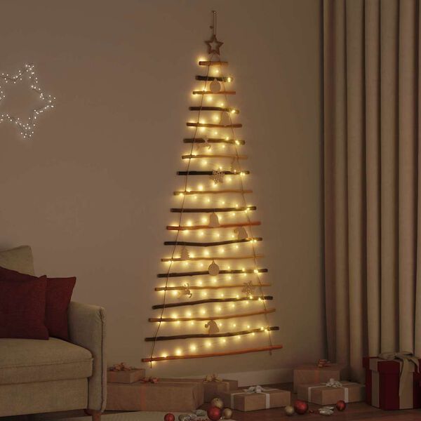 vidaXL Weihnachtsbaum mit 100 LEDs Natur 180 cm Massives Eschenholz