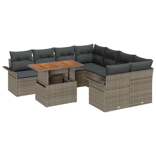 vidaXL Garten-Sofa-Set mit Kissen Grau