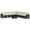 vidaXL Gartensofa-set 10 pcs Schwarz und Cremewei&szlig; Poly-Rattan
