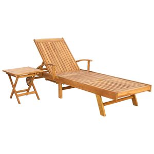 vidaXL Sonnenliege mit Tisch Massivholz Teak Braun