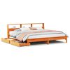 vidaXL Massivholzbett mit Regal ohne Matratze Wachsbraun 180x200 cm