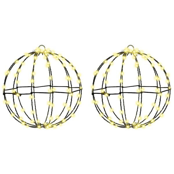 vidaXL Ball mit 192 LEDs 2 pcs Warmwei&szlig; 32 cm Metall
