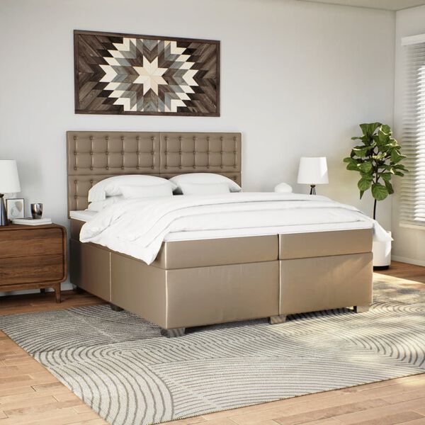 vidaXL Boxspringbett Matratze Cappuccino-Braun 200x200cm Kunstleder