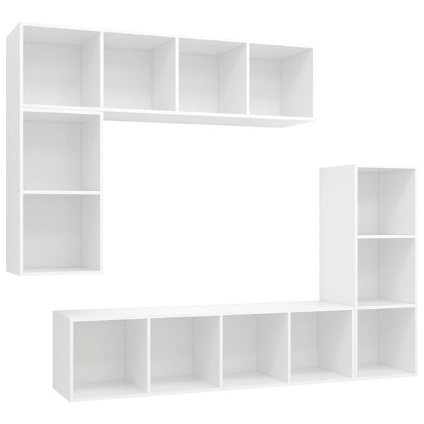 vidaXL 4-tlg. TV-Schrank-Set Wei&szlig; Holzwerkstoff