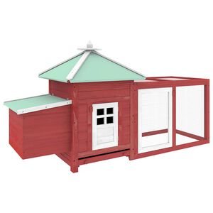 vidaXL H&uuml;hnerstall mit H&uuml;hnernest Rot 190x72x102 cm Tanne Massivholz