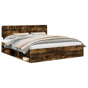 vidaXL Bettrahmen Ger&auml;ucherte Eiche 180 x 200 cm Massives Kiefernholz