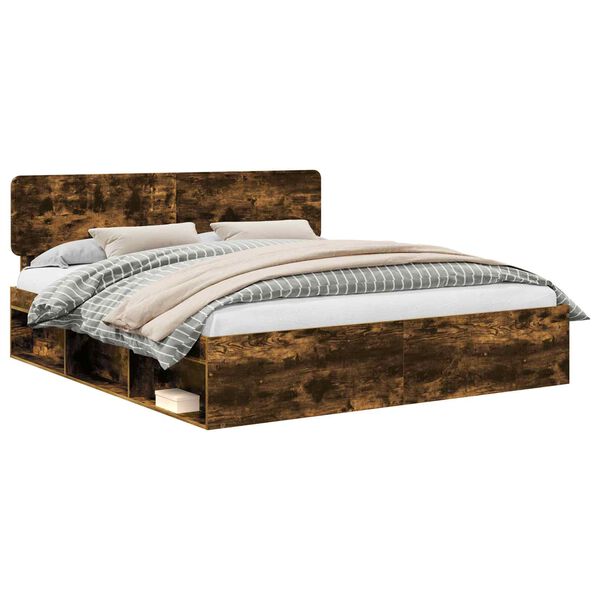 vidaXL Bettrahmen Ger&auml;ucherte Eiche 180 x 200 cm Massives Kiefernholz