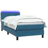 vidaXL Boxspringbett mit Matratze Dunkelblau 90x210 cm Samt