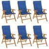 vidaXL Gartenst&uuml;hle mit Kissen 6 Stk. Massivholz Teak