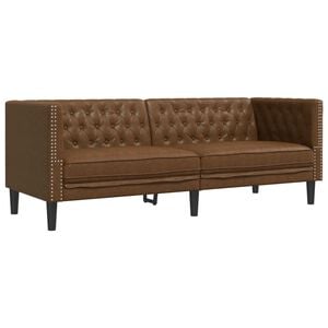 vidaXL Chesterfield-Sofa 3-Sitzer Braun Kunstleder in Wildleder-Optik