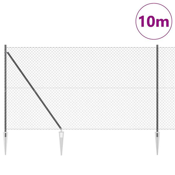 vidaXL Zaunpfosten Grau 10 x 1,6 m (40 x 40 mm Maschen) Stahl und PVC