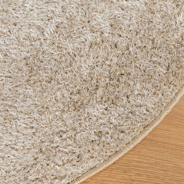 vidaXL Teppich ISTAN Hochflor Gl&auml;nzend Beige &Oslash; 200 cm