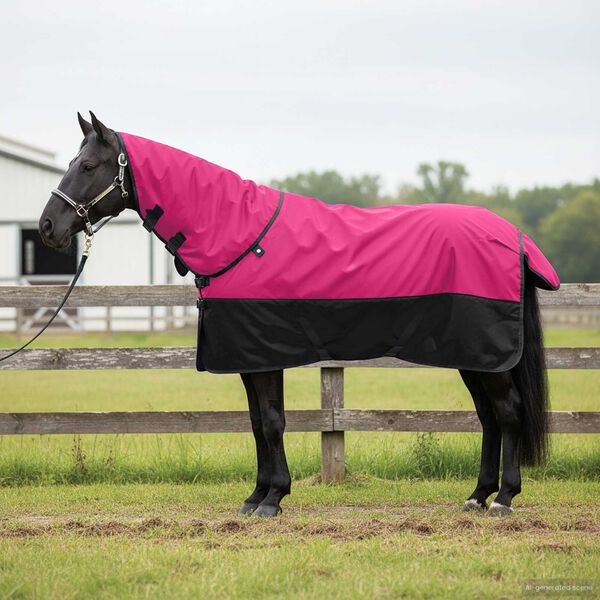 vidaXL Pferdedecke Rosa und Schwarz 75 cm Polyester