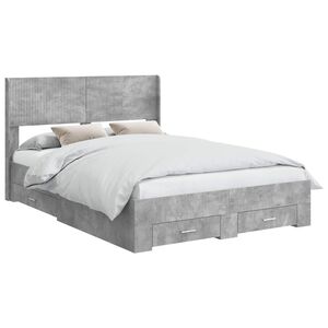 vidaXL Bettgestell mit Stauraum und Kopfteil Betongrau 120 x 190 cm