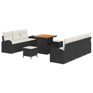 vidaXL Gartensofa-set mit Kissen 10 pcs Schwarz Poly-Rattan
