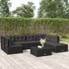 vidaXL 7-tlg. Garten-Lounge-Set mit Kissen Schwarz Poly Rattan