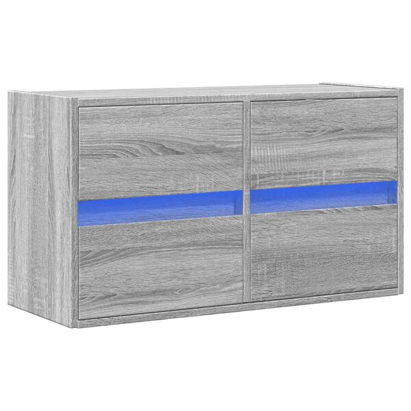 vidaXL TV-Wandschrank mit LED-Beleuchtung Grau Sonoma 80x31x45 cm