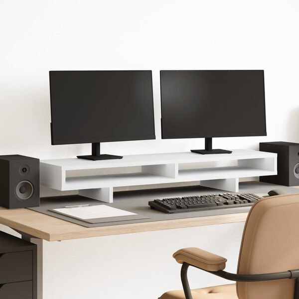 vidaXL Monitorst&auml;nder Wei&szlig; 100x27x15 cm Holzwerkstoff