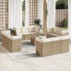 vidaXL 13-tlg. Garten-Sofagarnitur mit Kissen Beige Poly Rattan